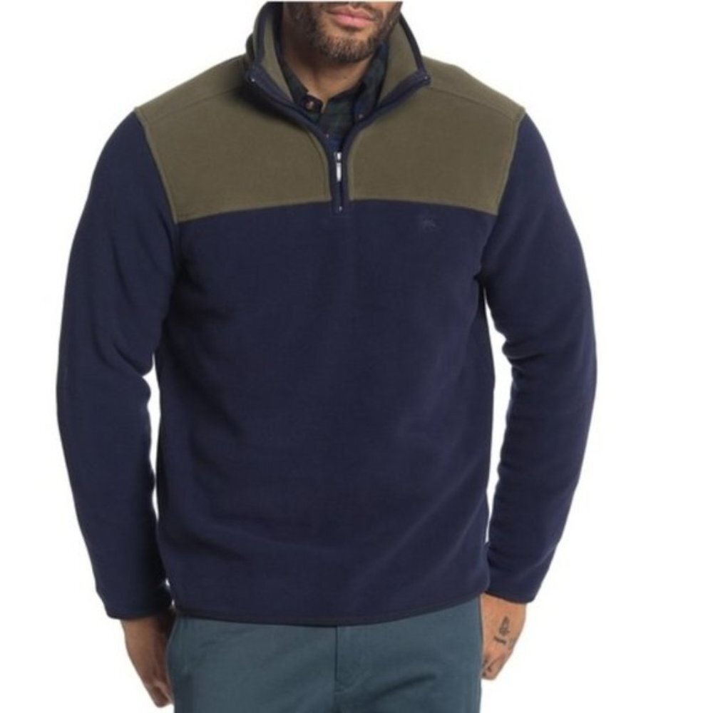 Brooks Brothers Colorblock Quarter Zip Polar Fleece Pullover